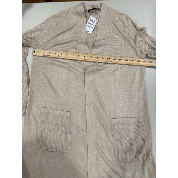 NEW INC Ribbed Duster Cardigan Womens Medium Open Front Sweater Pockets Travel - Picture 8 of 8